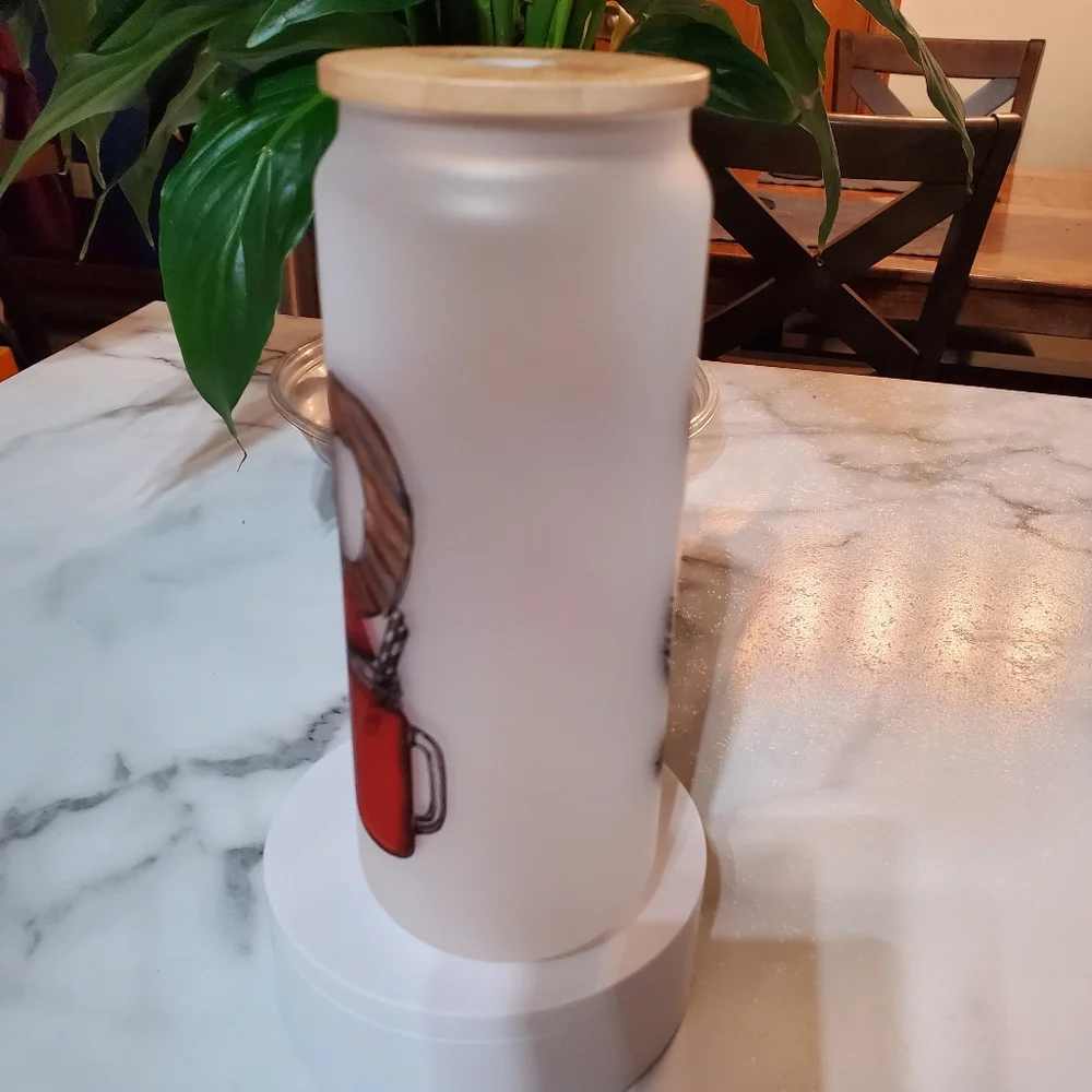 TANNED And TIPSY 25oz Frosted Glass Jar Tumbler 🎉sale